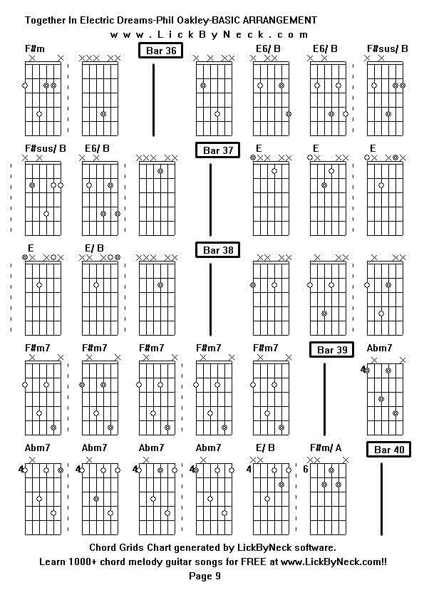 Chord Grids Chart of chord melody fingerstyle guitar song-Together In Electric Dreams-Phil Oakley-BASIC ARRANGEMENT,generated by LickByNeck software.